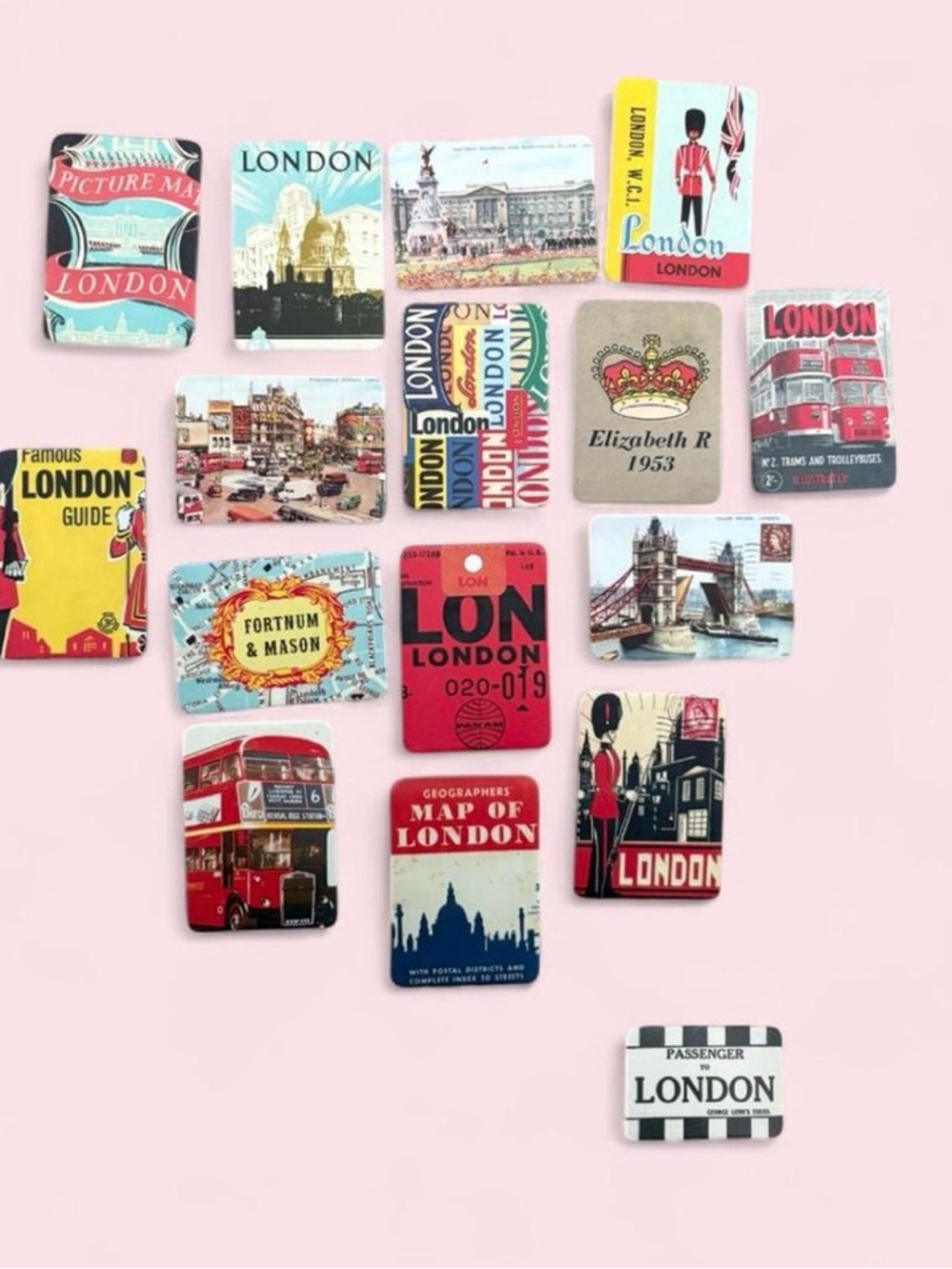 Lot of 16 Flat Back Fridge Travel London England Themed Magnets🇬🇧🥖